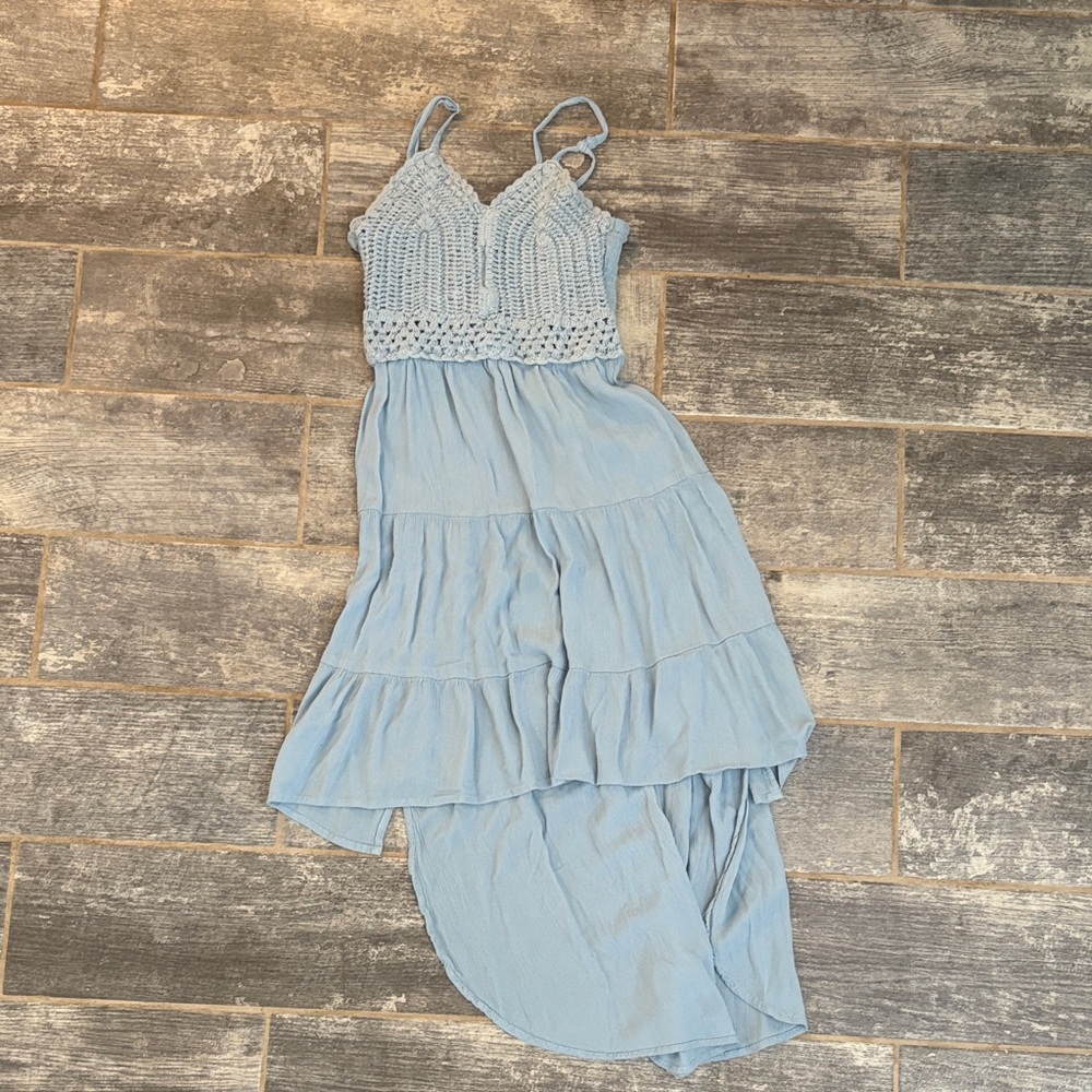 Light Blue Crochet Maxi Dress